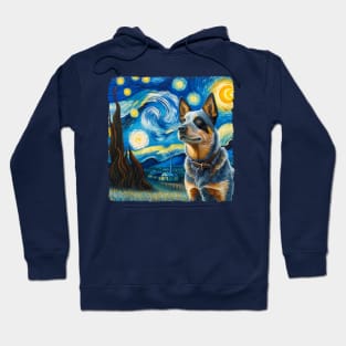 Starry Australian Cattle Dog Portrait - Pet Portrait Hoodie